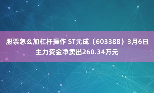 股票怎么加杠杆操作 ST元成（603388）3月6日主力资金净卖出260.34万元