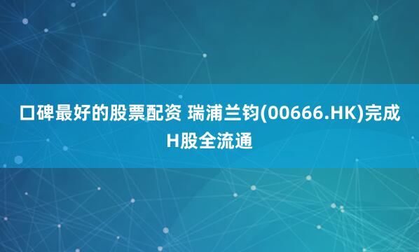 口碑最好的股票配资 瑞浦兰钧(00666.HK)完成H股全流通