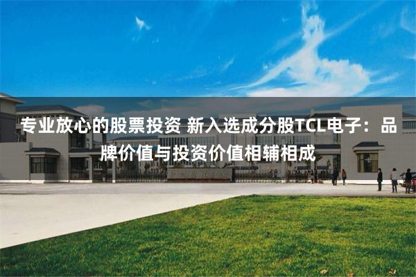 专业放心的股票投资 新入选成分股TCL电子：品牌价值与投资价值相辅相成